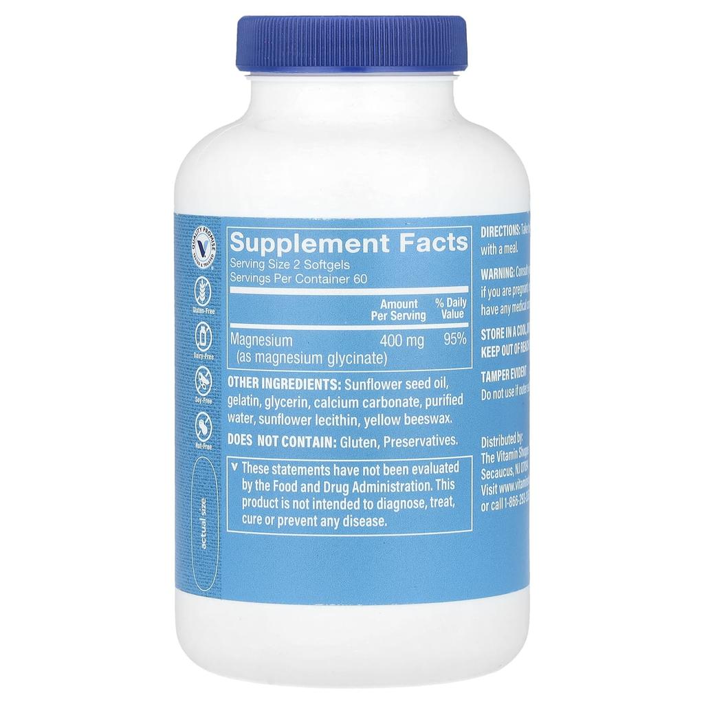 Glycine Magnesium, 400Mg, 120 Softgels (200Mg Per Softgel)