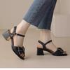 Французский стиль феи толстый каблук с босоножками женский универсальный средний каблук корейская версия ниша 2024 лето новый лук