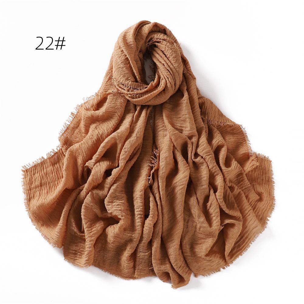 High-Quality Cotton Linen Gauze Scarf: Breathable, Encrypted Sunscreen, Four-Circle Fringe Shawl, Women's Malay Head Scarf