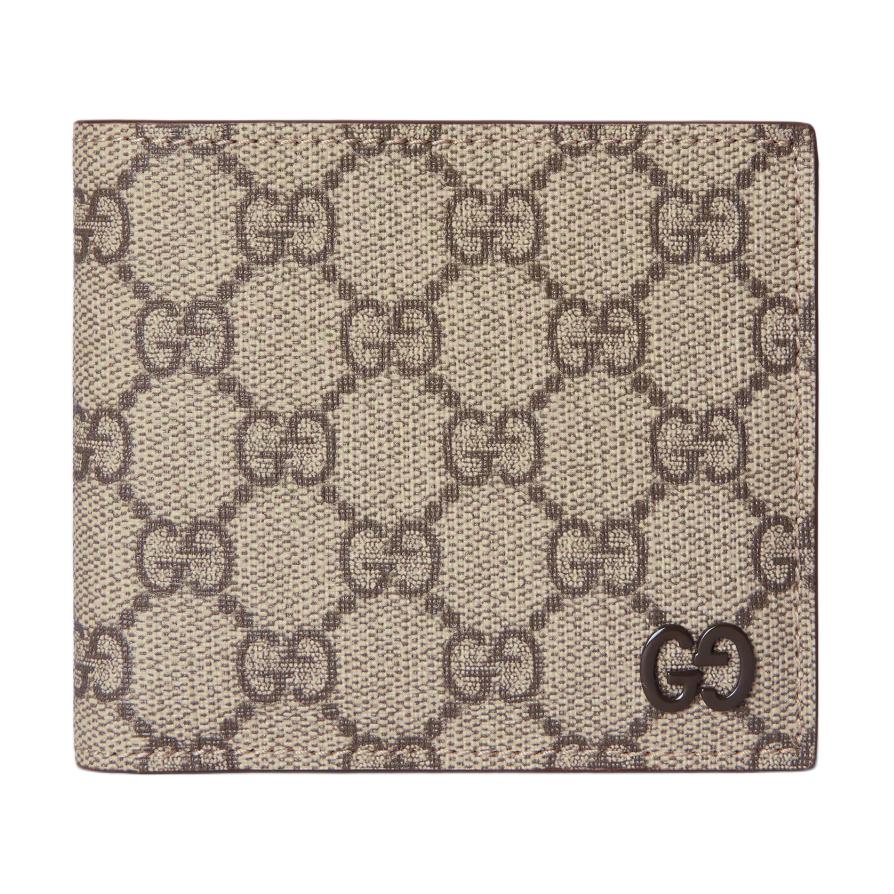 Gucci Logo GG Detail Ceramic Effect Canvas Wallet Men wallet Beige Dark-Brown 768244-FACQC-9773