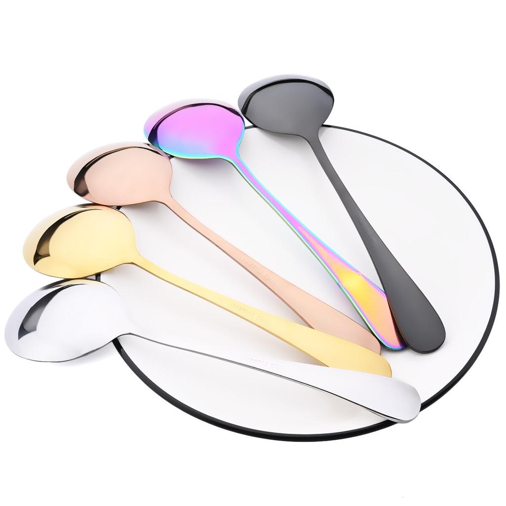 1Pc Mirror Spoon Salad Serving Spoon Set Western Stainless Steel Cutlery Unique Service Spoon Kitchen Table Accessories