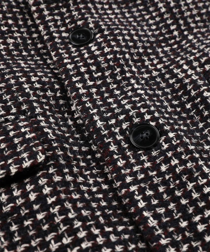 Panicale Single-Breasted Check Wool Blend Coat [Navy]