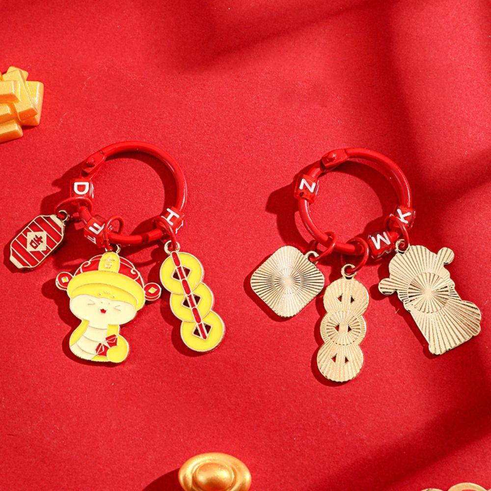 Lucky New Year Key Ring Blessing Cartoon Snake Pendant Fashion Chinese Zodiac Snake Keychain  Kids