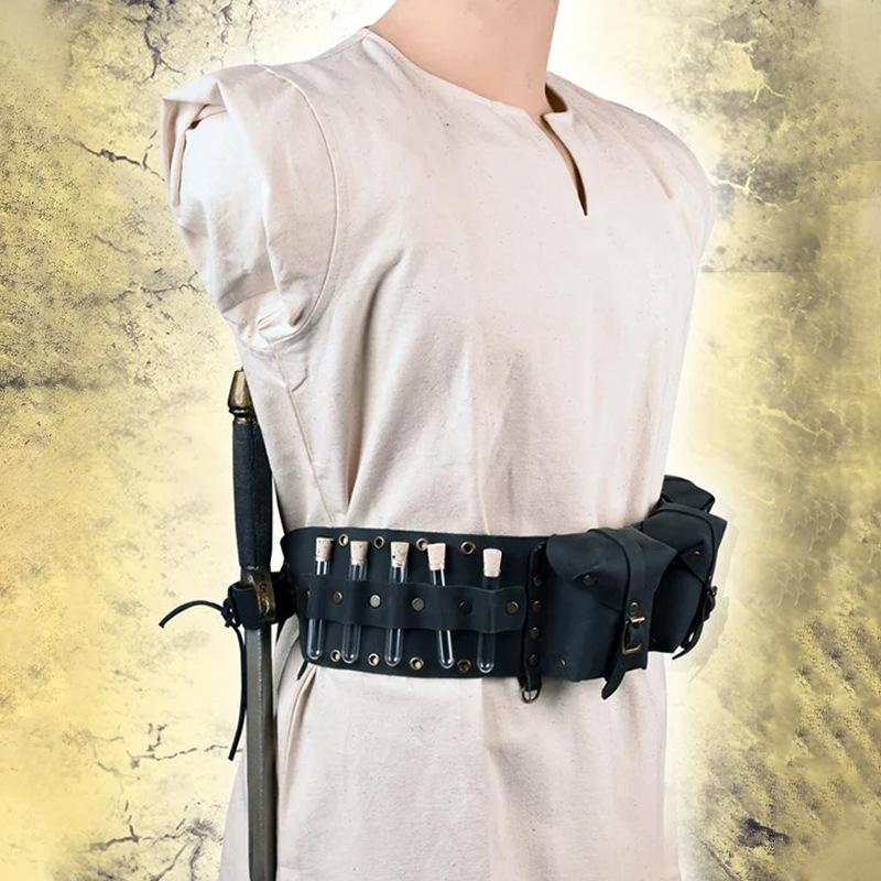 Средневековый Стимпанк Винтажный Кожаный Ремень Косплей Рыцарь Аксессуары для Хэллоуин Костюма Поясная Сумка