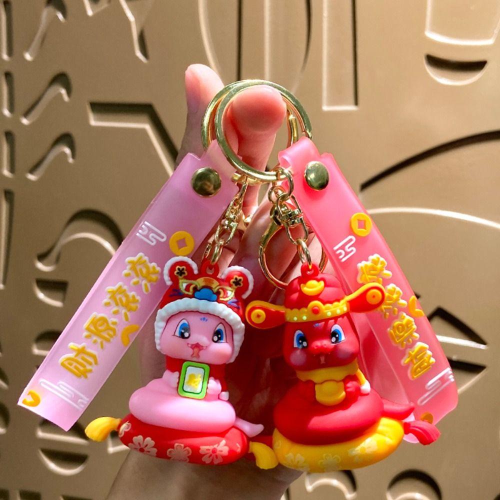 Танец льва 2025 Новогодний кулон Брелок в виде счастливой змеи Милый брелок-змея Украшение