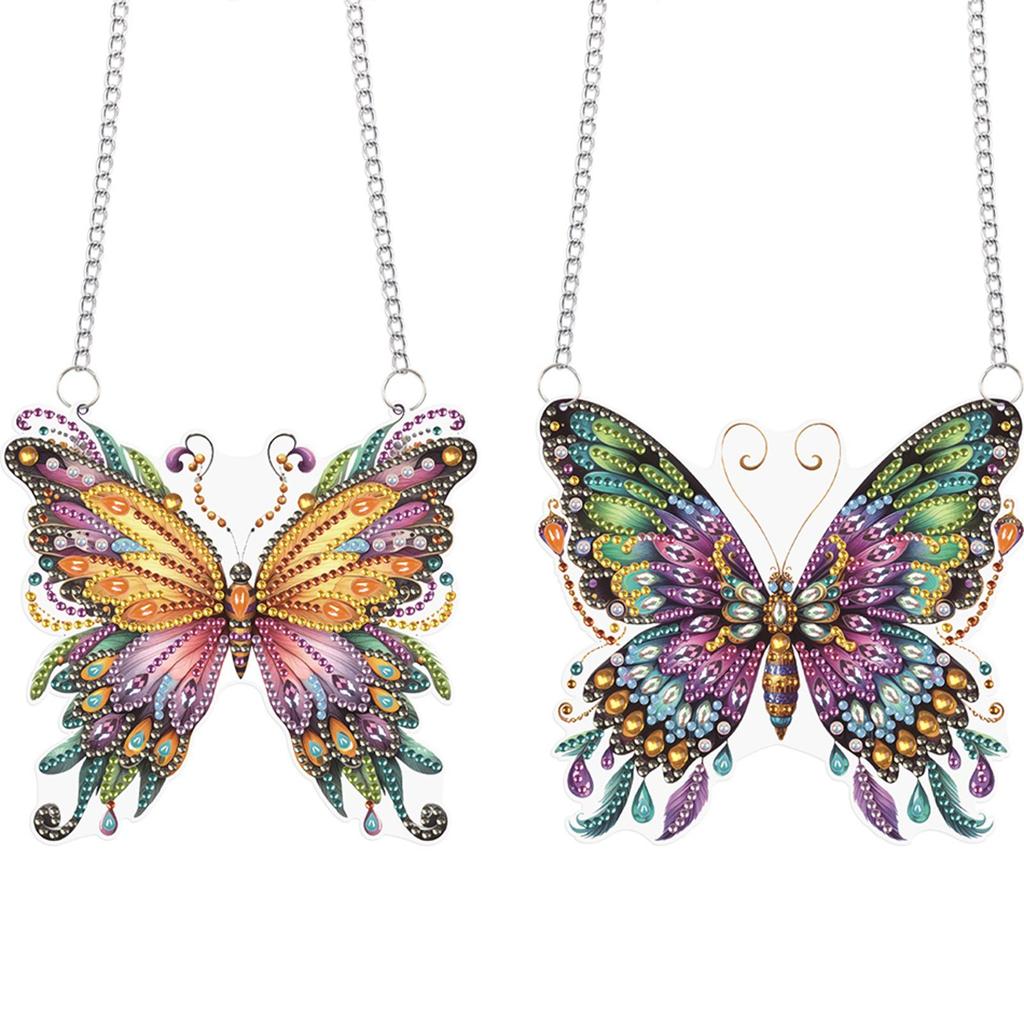 2pcs Animal 2D/Flat DIY Special Shape Rhinestone Diamond Art Window Pendants Diamond Painting Set DIY Home Decor Hanging Charm