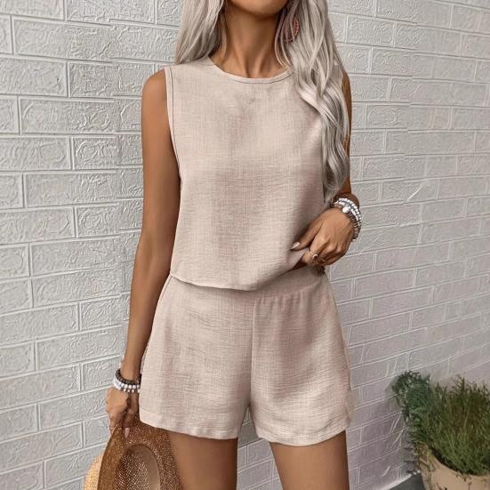 Женский комплект из 2 предметов: майка без рукавов с открытой спиной, широкие шорты, повседневный свободный костюм для отдыха