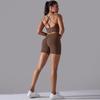 Seamless Knitted Solid Color Beautiful Back High Elastic Sports Tight Yoga Clothing Set Running Fitness Two-piece Set
