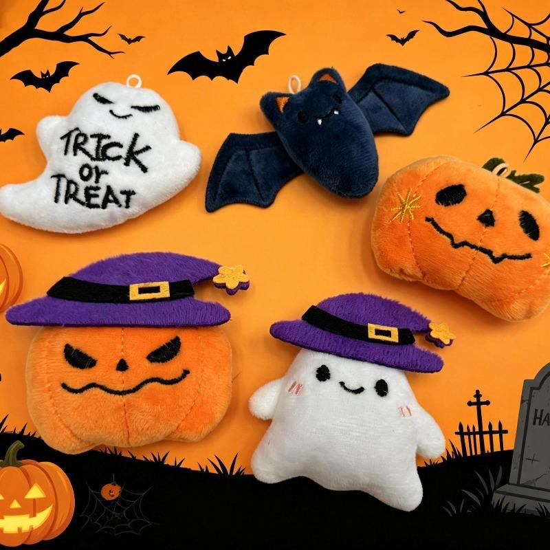 1/10pcs Halloween Cartoon Plush Keychains Bat Ghost Pumpkins Funny Pendant Charm Car Backpack Pendant Festival Party Gifts