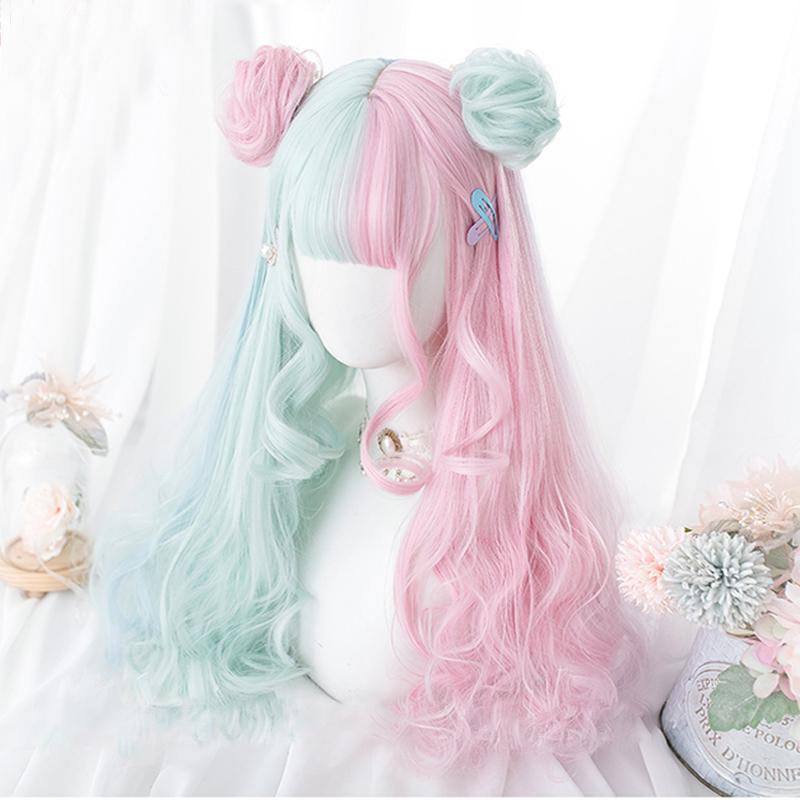 Парик для косплея, длинные волосы, женский парик Лолиты, парик для Хэллоуина, вечерний студенческий повседневный парик, многоцветный LUPU