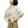 Solid Color Zipper Hooded Comfortable Breathable Fleece Short Cardigan Sweatshirt Women Sweatshirt Vanilla Cream 962447705-1