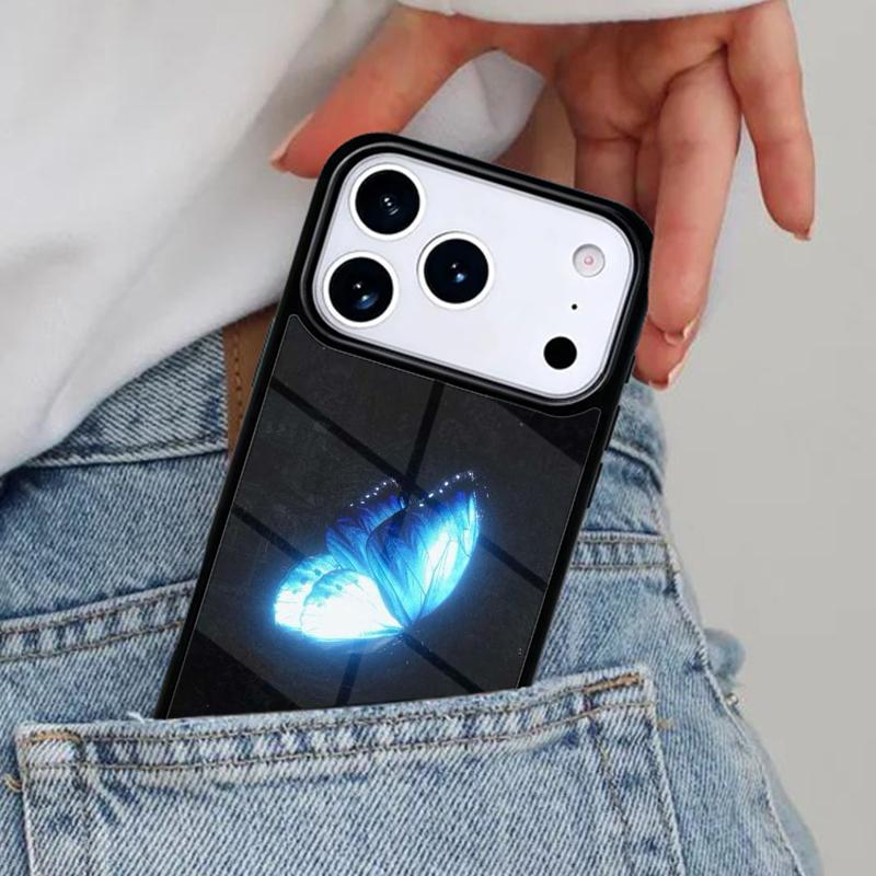Glowing Butterfly Phone Case for iPhone 16e 15 14 13 12 17 Pro Max Plus Air 17pro Cover Coque
