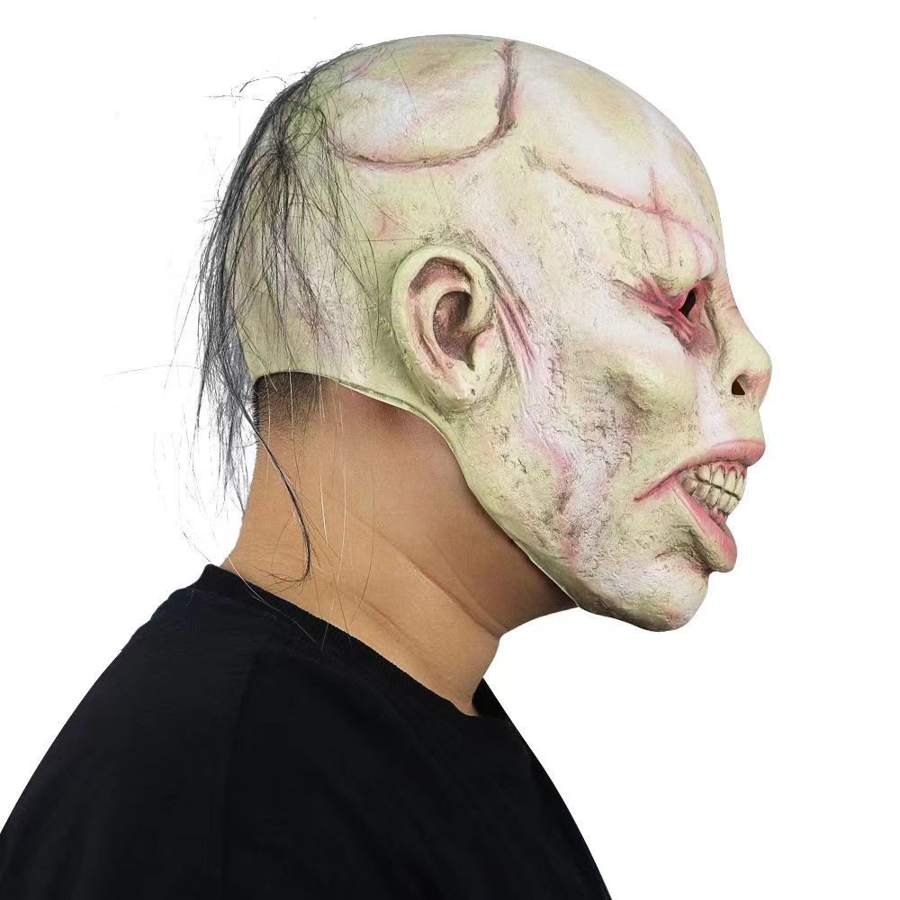 Horror Headgear for Elderly Bald Men, Halloween Zombie Scary Masquerade Haunted House Escape Room Zombie Props