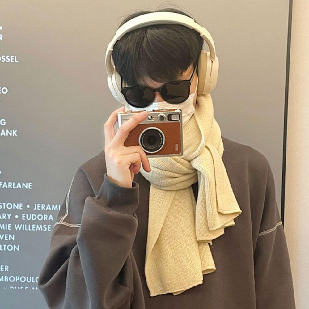 Simple Men Wool Scarf Solid Color Coldproof Scarf High Quality Winter Cashmere Scarf Males
