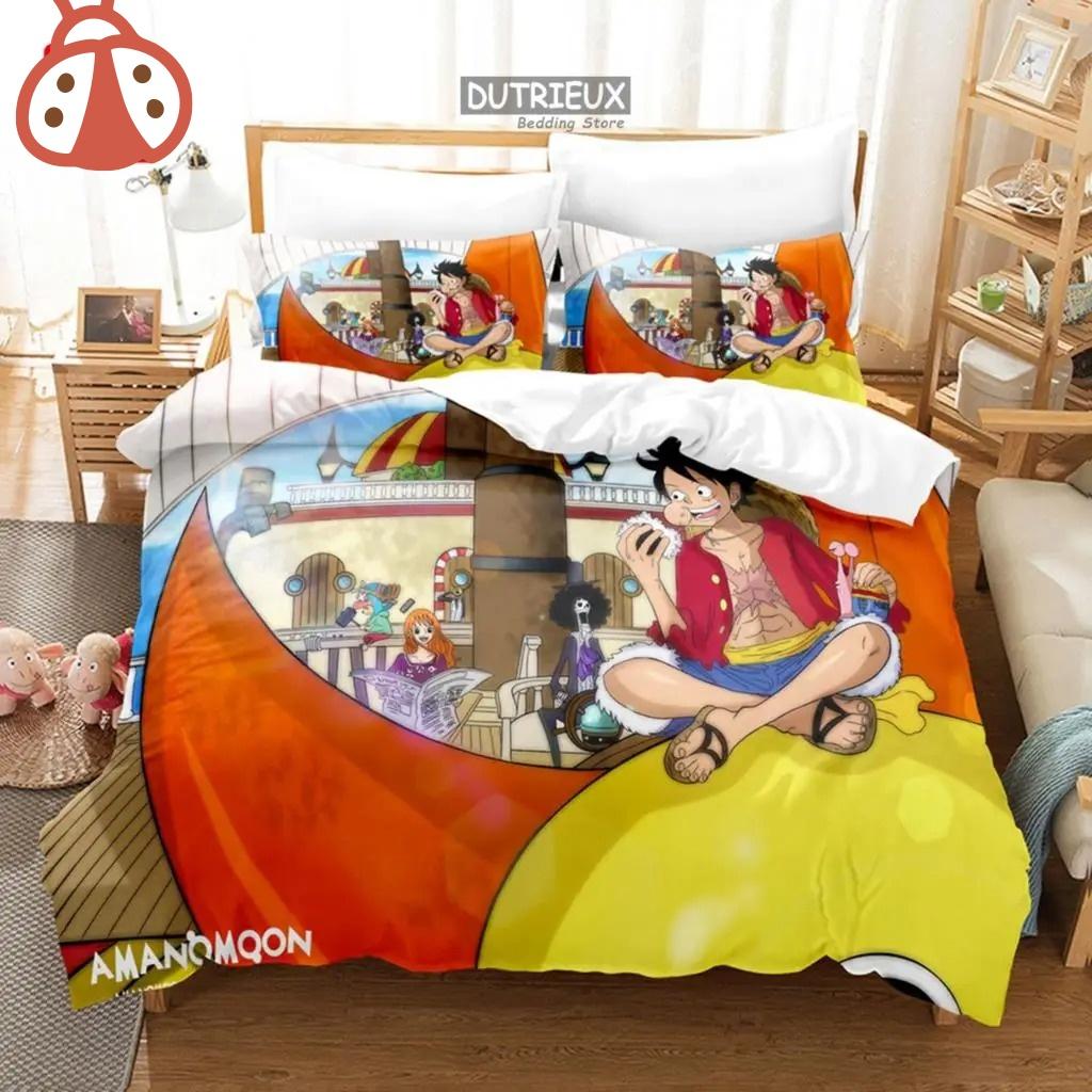 Постельное белье с аниме ONE PIECE, размер King Size, с рисунком Monkey D Luffy Odyssey, комплект пододеяльника, одеяла