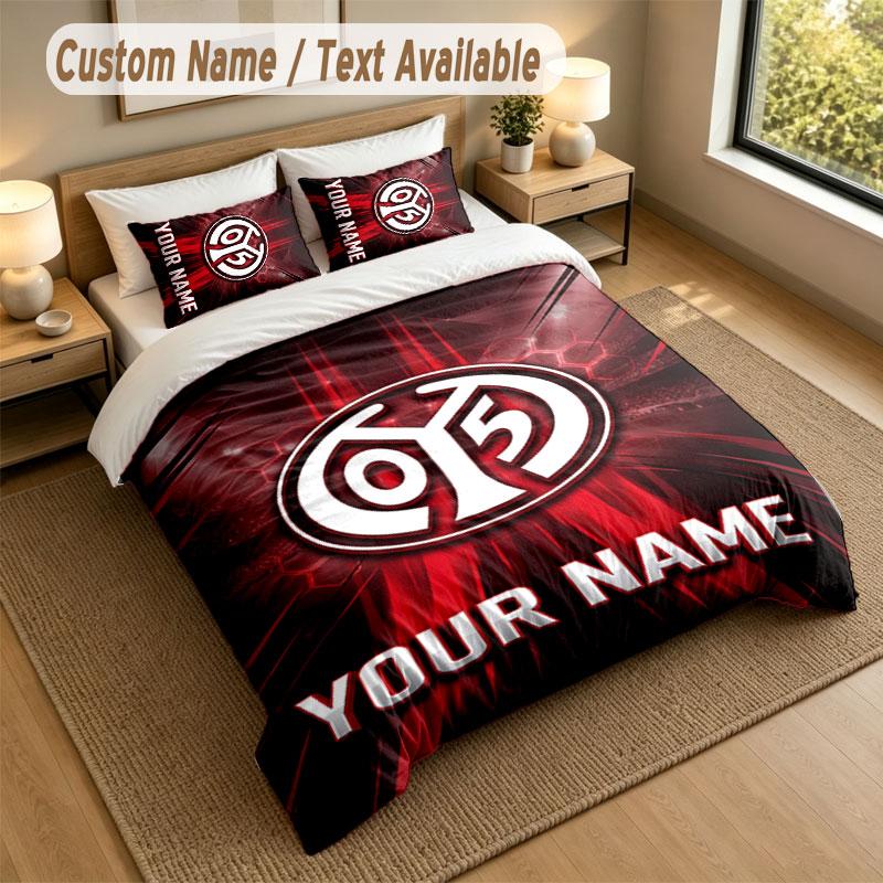 Bedding Set 1 Duvet Cover 2 Pillowcases Mainz 05 Print Soft Bed Linen Bedroom Decor