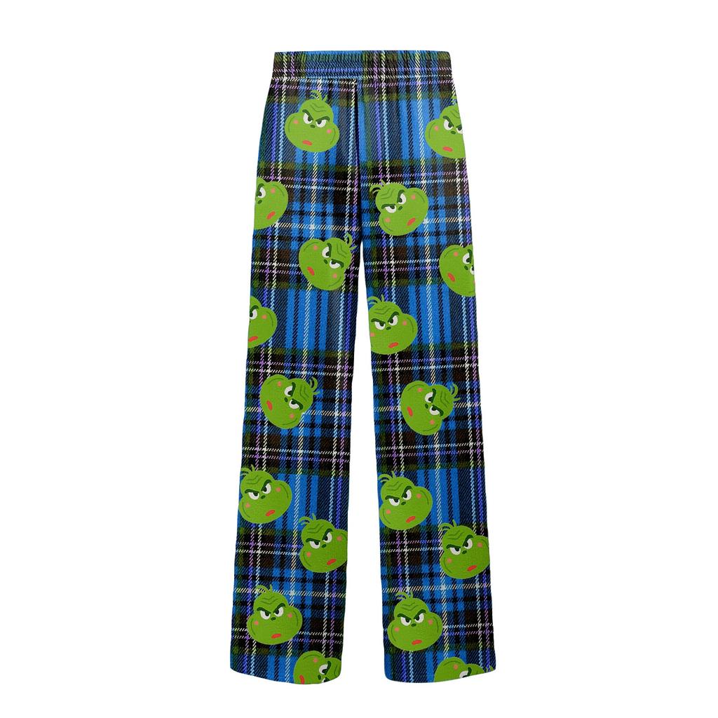 Men's Striped Plaid Print Pocket Casual Pants Home Pajama Pants