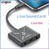 Аудиоадаптер Vogek для смартфона, многофункциональная 8-контактная живая звуковая карта, HD звук, наушники, микрофон, зарядный преобразователь для Iphone