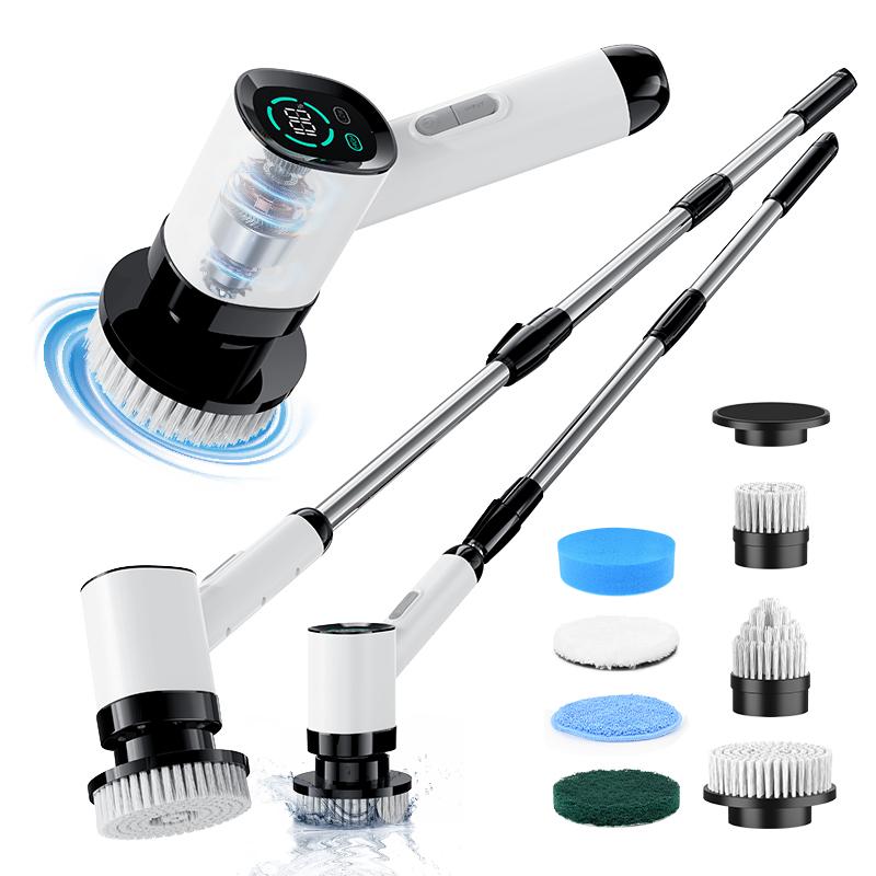 Электрическая щетка для чистки Электрическая щетка с 7 насадками 2 регулируемые скорости Светодиодный дисплей Вращающийся скруббер для глубокой очистки Инструмент