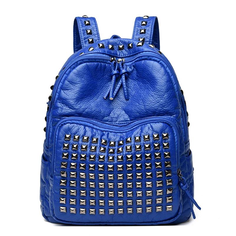 Soft Leather Rivet Fashion Designer Large Capacity Female Backpacks Girls Luxury Female Backpack Travel Bags