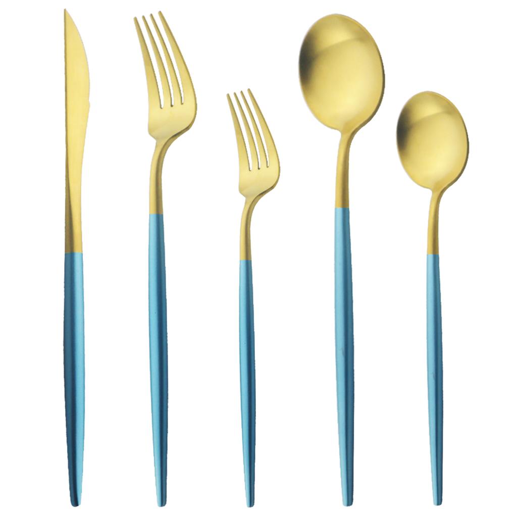 5 шт., матовая круглая ручка, серебро 18/10, набор столовых приборов из нержавеющей стали, нож, вилка, ложка, посуда, набор столовых приборов