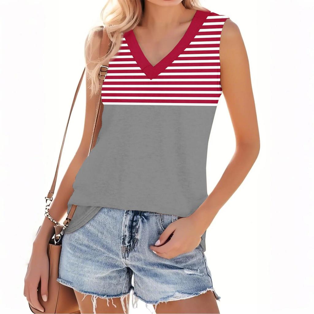 Women's Fashion Casual Daily Versatile Striped Texture Slim Fit Summer Vest Top