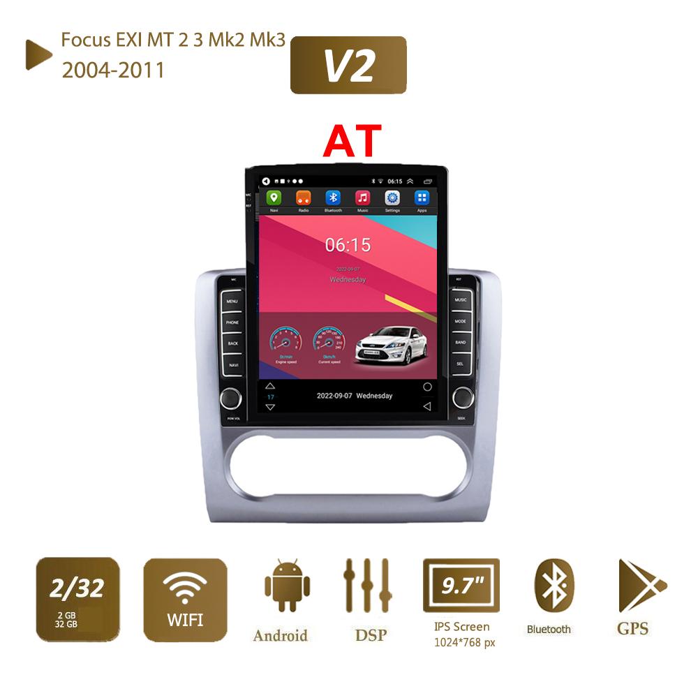 Для Ford Focus EXI MT 2 3 Mk2 Mk3 2004-2011 Автомобильный радиоприемник Tesla 9,7 дюйма с вертикальным экраном Carplay Android Авторадио Мультимедийный плеер 2 + 32 ГБ