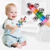 Rainbow Wooden Hand Rattle: 10 Bells Baby Soothing Toy