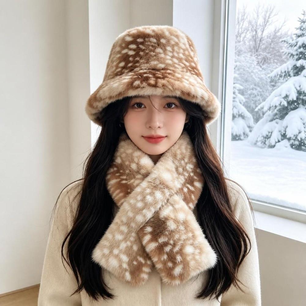 Warm Fisherman Hat Deer Patterned Plush Hat Fashion Winter Hat Autumn Winter