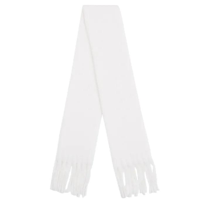 [UNISEX] Polar Bear Embroidered Bold Scarf_White