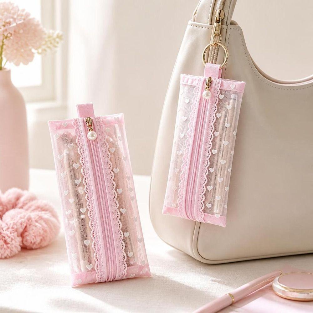 Pearl Mesh Student Pencil Case Large Capacity Stationery Bag Cosmetic Storage Bag School Supplies