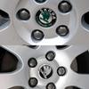 CXUX8 4PCS Car Wheel Center Hub Caps Tire Decoration For Skoda Logo Rapid Kodiaq Fabia Karoq Laura Superb VRS Yeti Octavia Scala