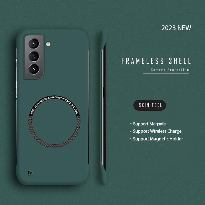 Hard PC Frameless Magnetic Phone Case For Samsung Galaxy S23 S22 S21 S20 FE Plus NOTE 20 S24 Ultra Magsafe Matte Thin Cover