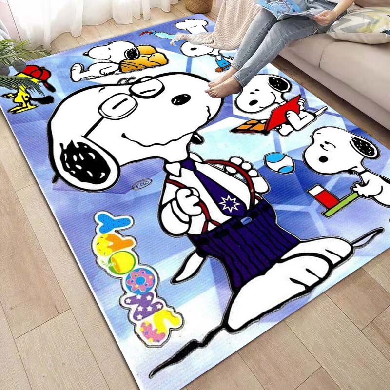 Non-slip area rug for living room with Snoopy cartoon design, soft rug for bedroom, children's playroom, sofa, home decor, doorm