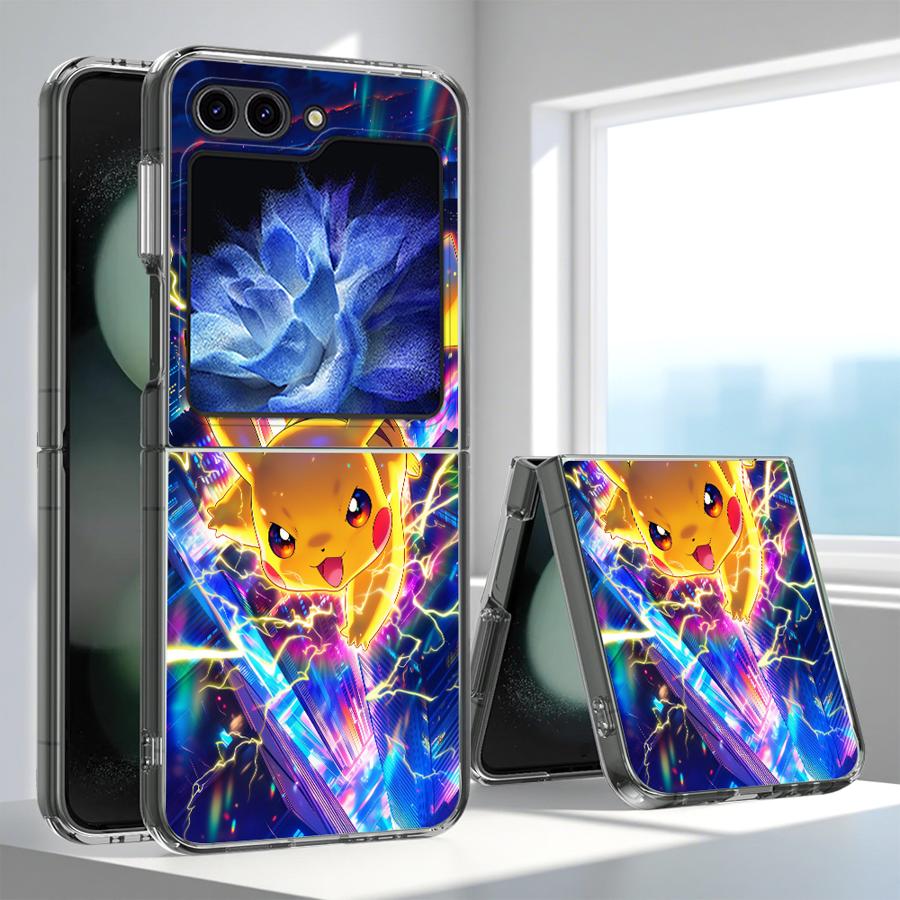 Transparent Soft Phone Cover Case for Samsung Galaxy ZFlip3 ZFlip6 ZFlip4 ZFlip7 ZFlip5 Z Flip 7 6 5 4 3 Cute Pikachu Pokemon