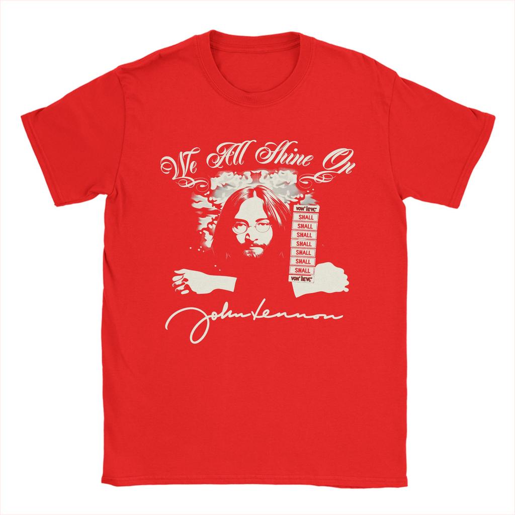 Fruit of the Loom Футболка John Lennon We All Shine On Летняя 100% Хлопок Футболки Для Пары Короткий Рукав Уличный Стиль