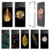 Leaves Luxury Luxury Case For Samsung Galaxy Z Flip 3 4 5g Funda Z Flip3 Clear Pc Hard Shockproof Back Phone Coque Shell