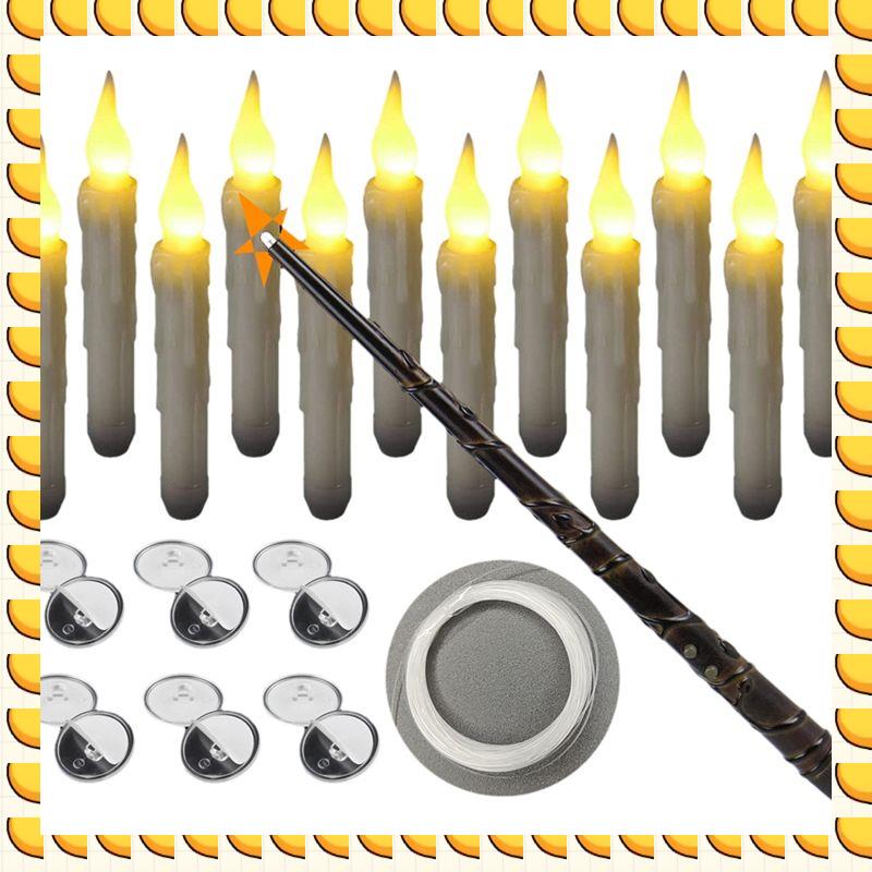 BAAU 12PCS Floating Candle With Wand Remote Magical Floating Candle Flameless Hanging Candles For Christmas Decor A