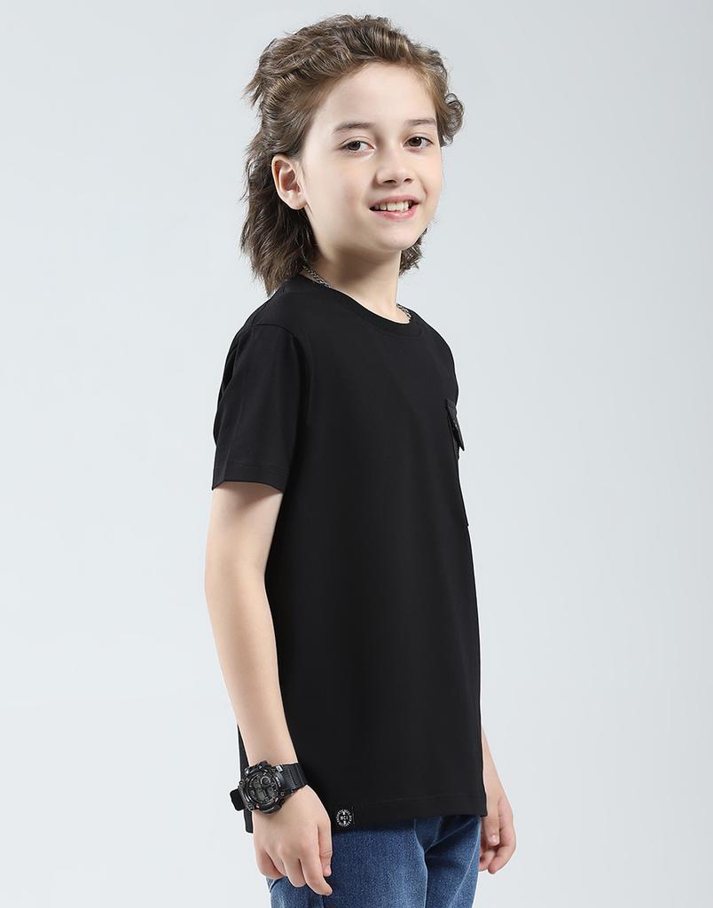 MONTE CARLO Однотонная футболка для мальчиков, стандартного кроя, с круглым вырезом и рукавом до локтя