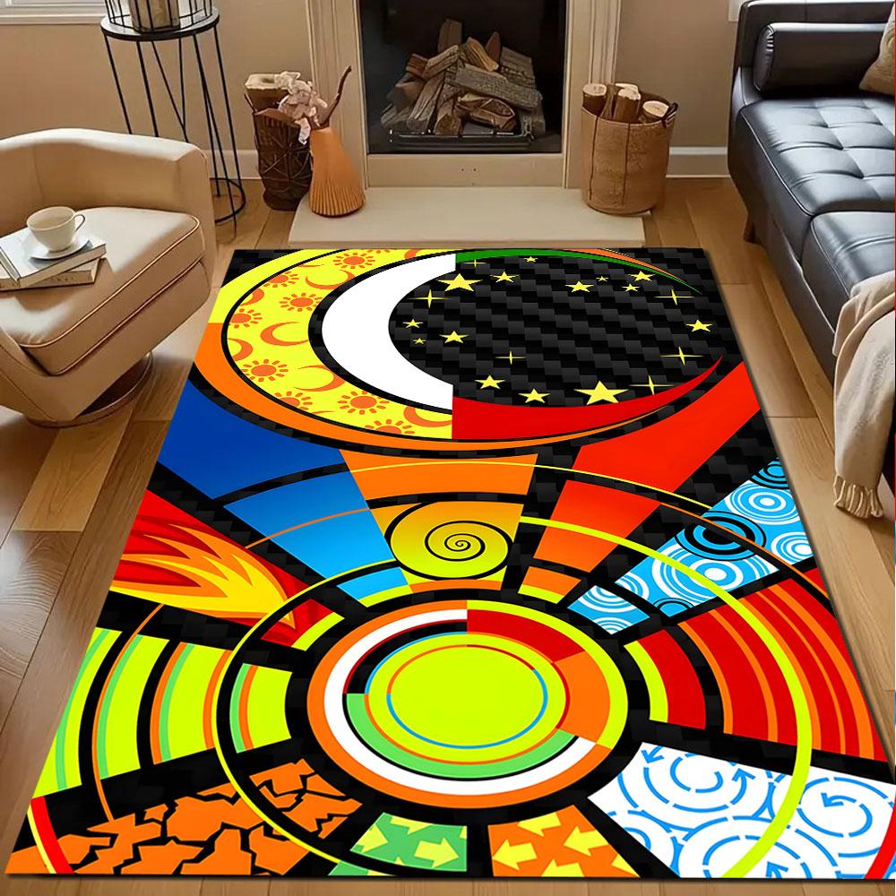 Colorful Geometric Abstract Design Patterned carpet, non slip mat suitable for living room and bedroom sofas