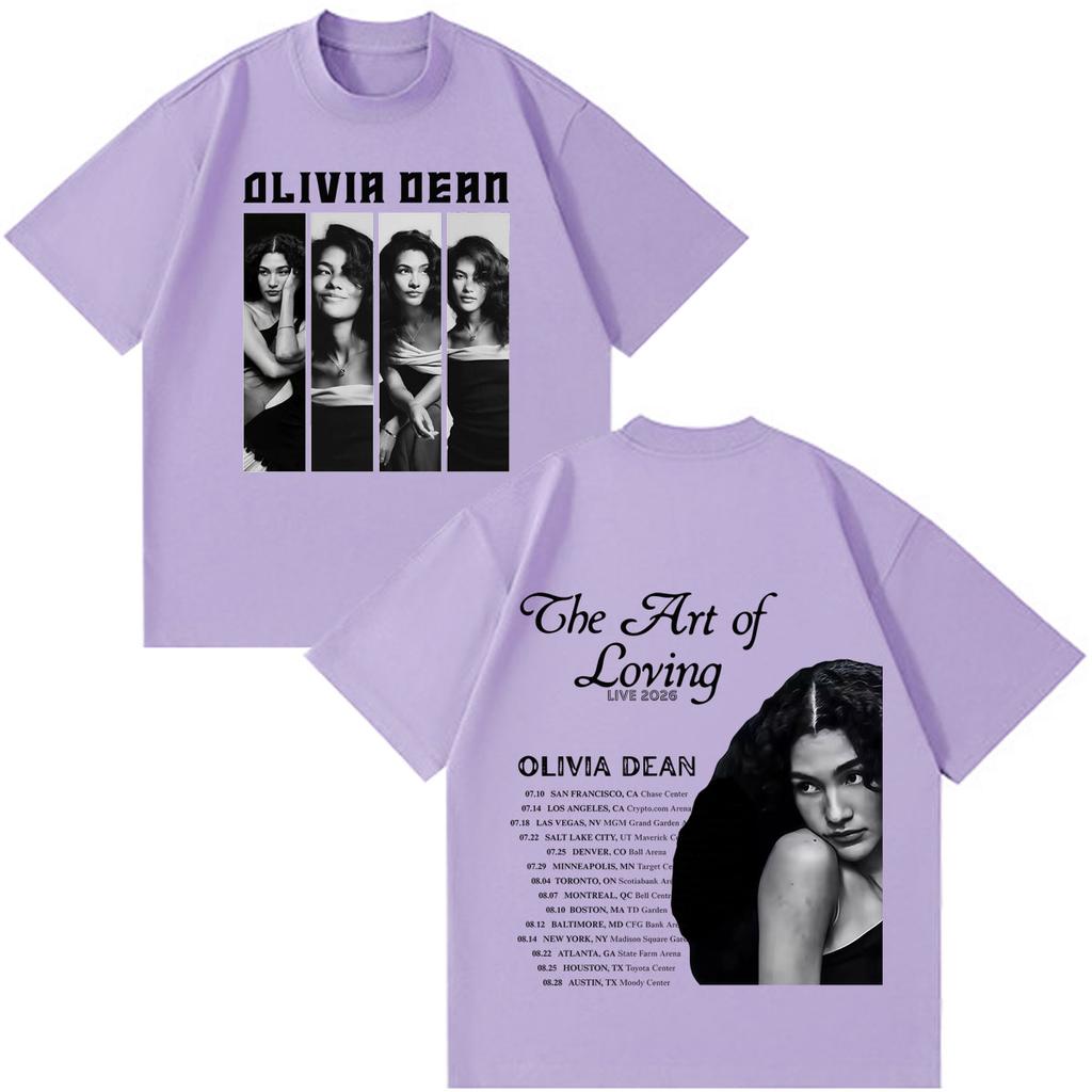 Olivia Dean Art Of Loving 2026 Tour Print Tshirt Unisex Unisex Hiphop Tshirts Summer Loose Casual Cotton Fashion Vintage Tshirts