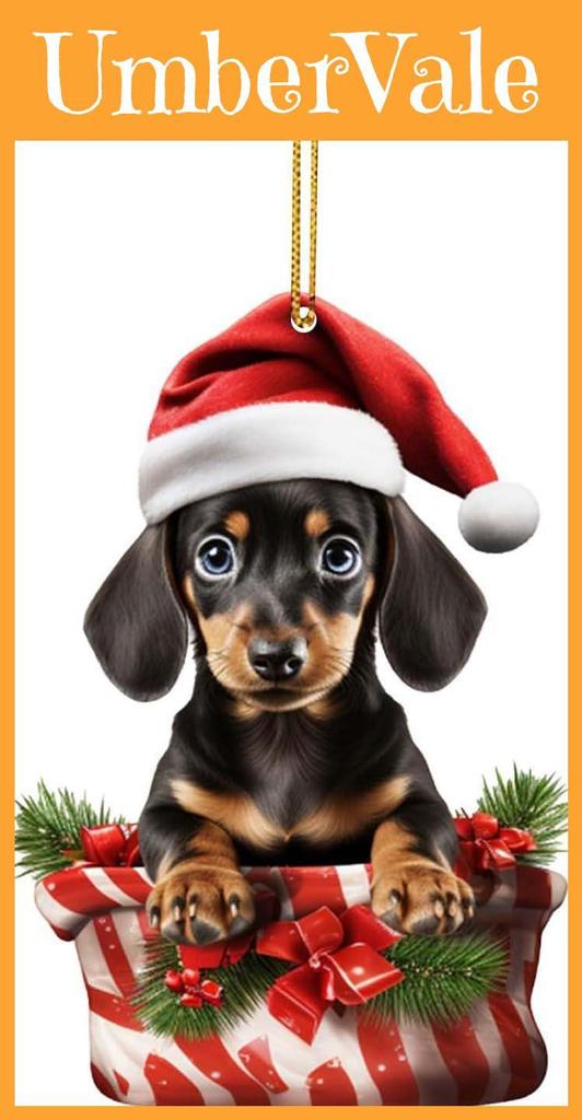 Creative Cute Christmas Dog Car Interior Ornament Acrylic Christmas Tree Decoration Gift