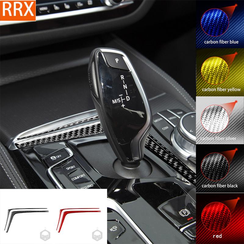 For BMW 5 Series G30 2016- Center Console Gear Shift Trim Strip Cover Tuning Soft Real Carbon Sheet Car Interior Accessories