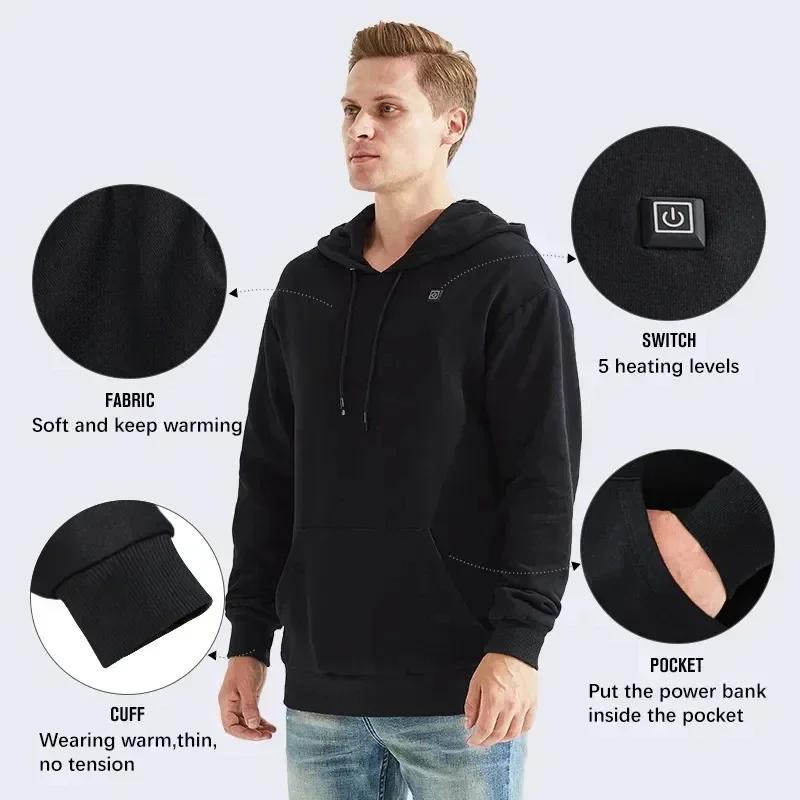 Men Woman USB Self Heating Hoodies Vintage Gothic Heated Tactical Jacket Long Sleeve Streetwear Loose Coats Harajuku Sweatshirt