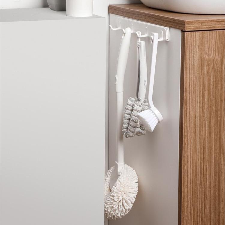 Plastic Wall Mounted Bathroom Kitchen Telescopic Towel Bar Shelf Self-adhesive Rack Paper Roll Holder Hanging Hook Storage Bathroom Supplies