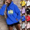 Women's Fashion Casual Print Hooded Sweatshirt Loose Sports Tops Pullover