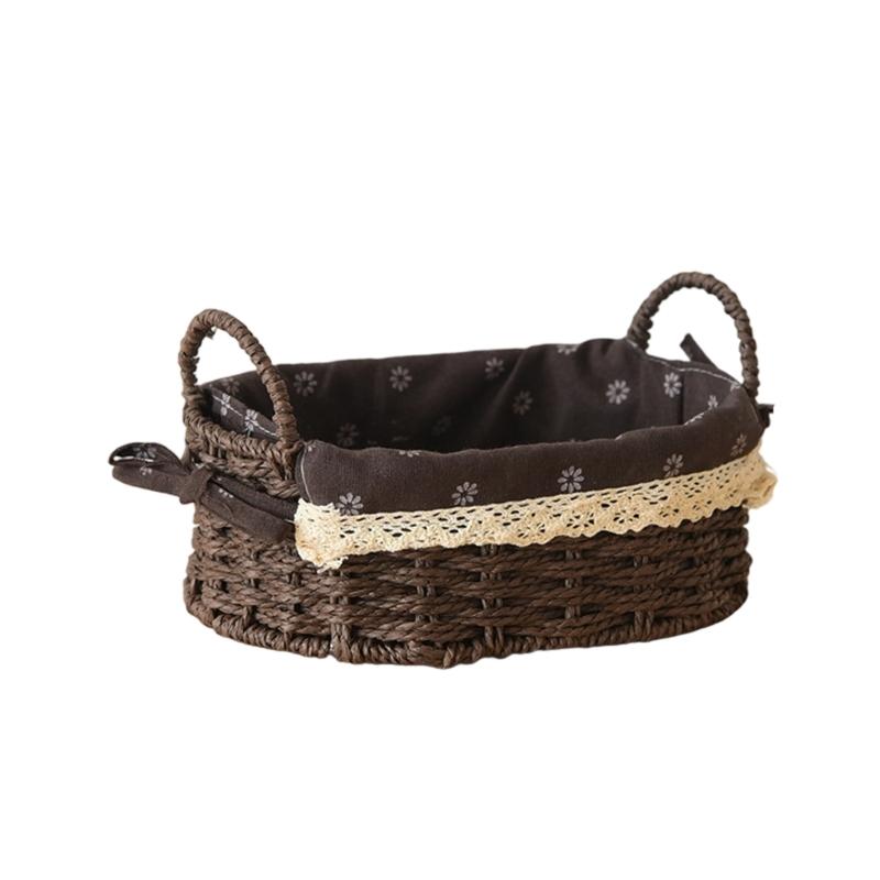 Woven Storage Basket Handmade Paper Rope Basket Storage Bin Woven Organiser Box For Living Room Entryway Bedroom Dresser