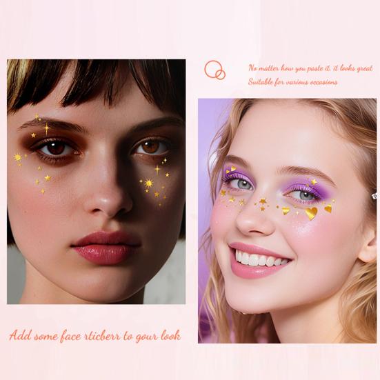 Temporary Tattoos Stickers, The Corner of The Eye Tattoos with Heart Star Pattern, Temporary Body Art Stickers for Adults Kids Party Use