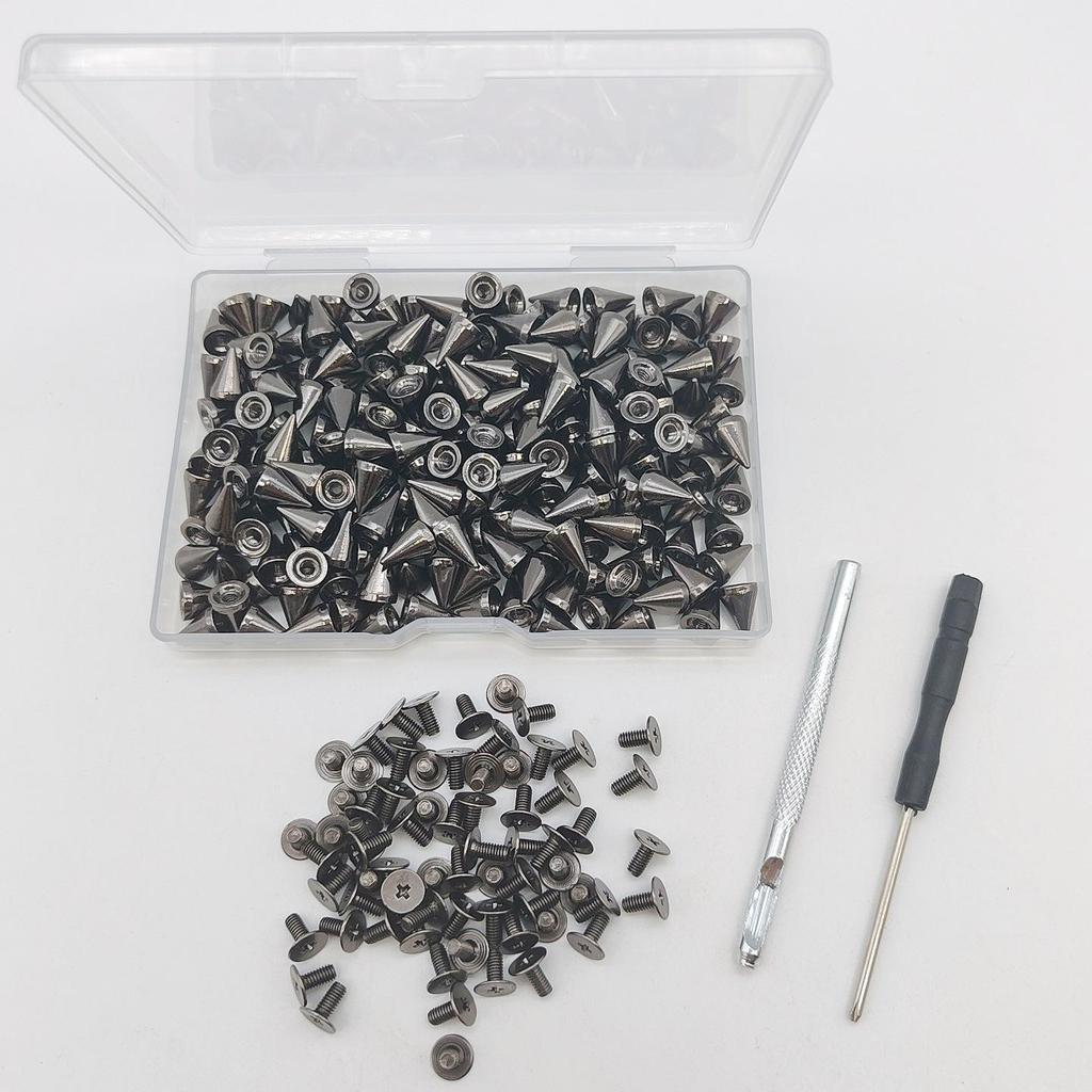 200-Piece 7x9.5mm Metal Alloy Cone Studs, Bullet Head Decorative Screws, Punk Rivets for DIY Clothing