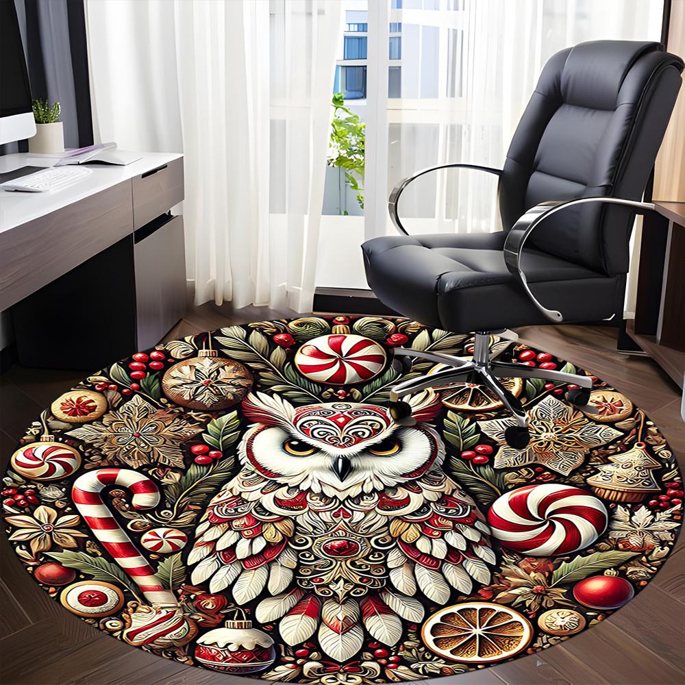 1pc Holiday Festive Office Round Area Rug, Under Office Chairs Bedroom Living Room Home Decor, Room Deco